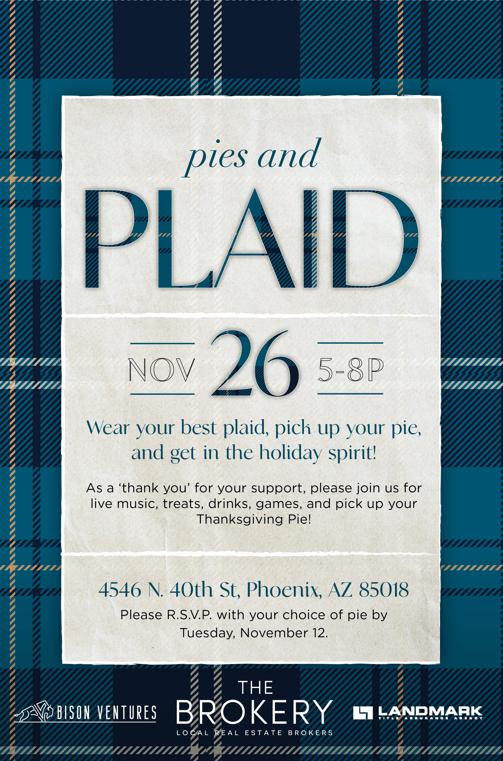 Plaid and Pies Event Invite